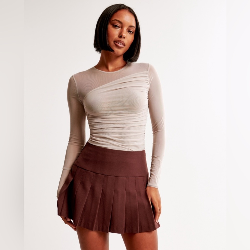 A&F Long-Sleeve Layered Mesh Bodysuit